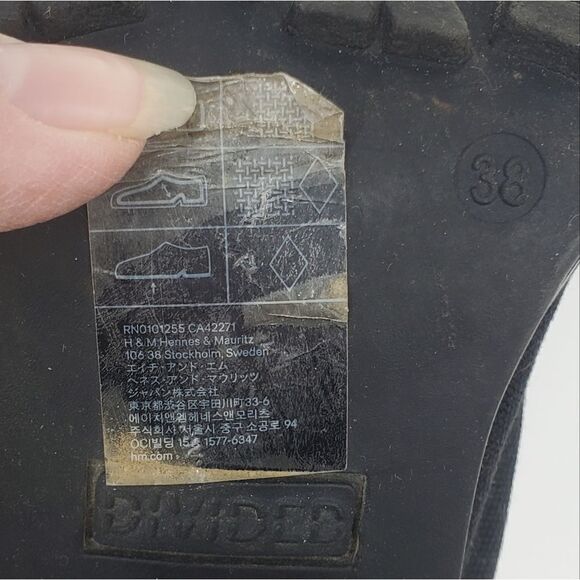 H&M Divided Y2K Platform Heel Lug Sole Canvas Lace Up Ankel Boots Size 7 - Picture 6 of 9